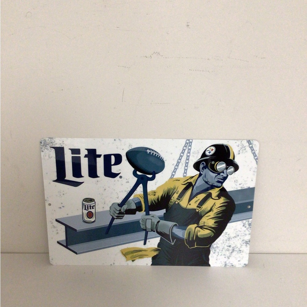Pittsburgh Steelers NFL Miller Lite Metal display beer sign